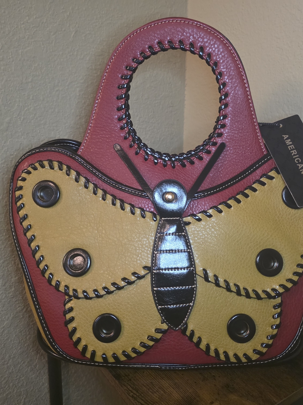 American Rag Pink and Yellow Butterfly Cutout Mini Tote